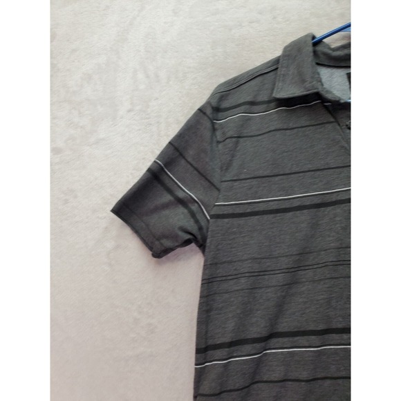 Volcom Polo Shirt Boys Medium Gray Striped Cotton Short Casual Sleeve Collared - Picture 6 of 8